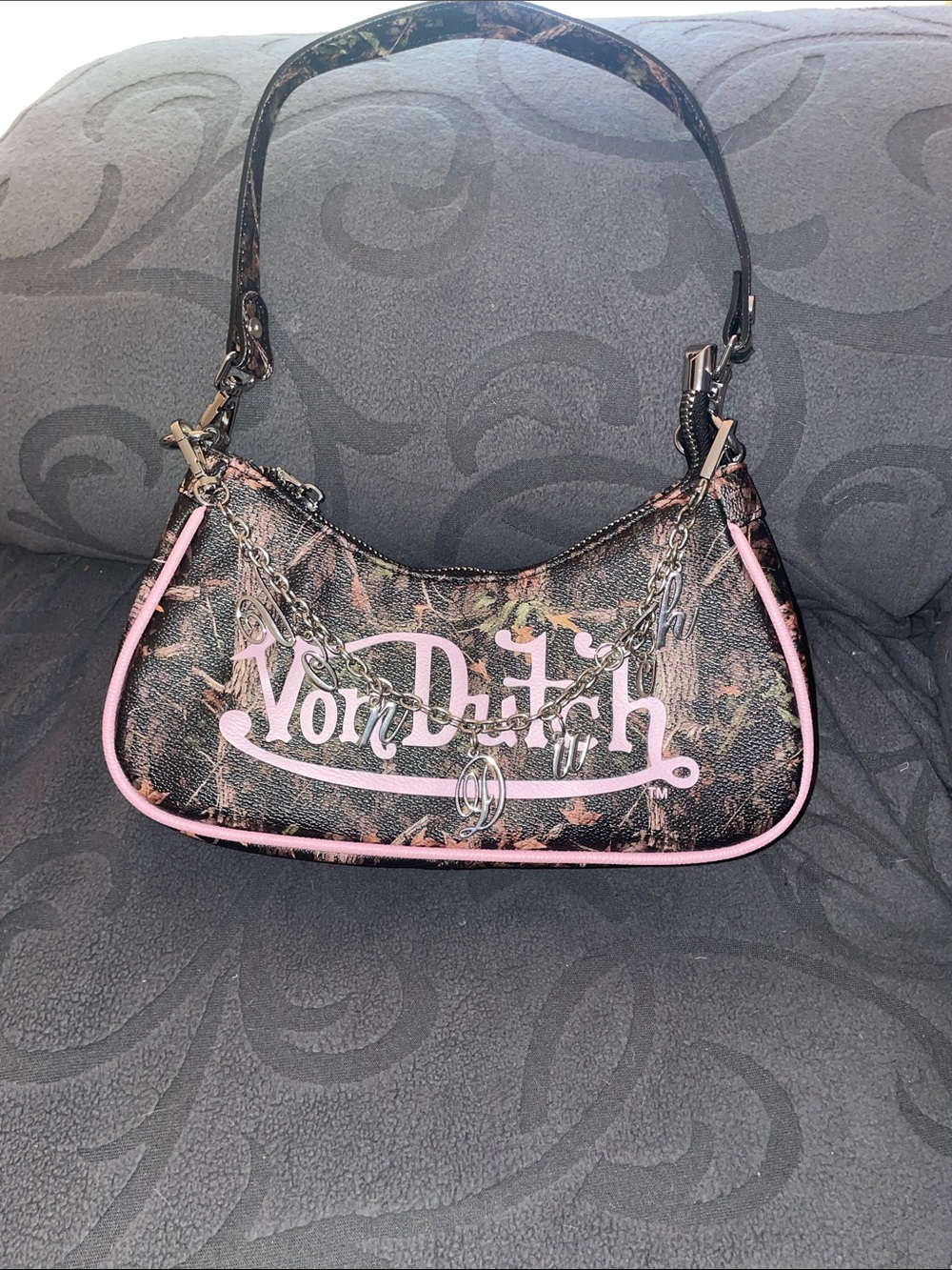 Von Dutch brown and Pink Logo Shoulder Bag